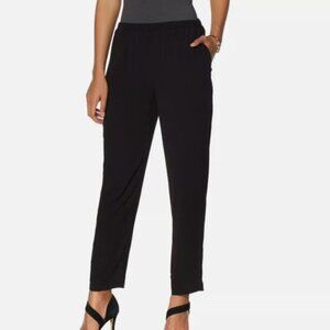 Vince Camuto Crepe Slim-Leg Ankle Pant in Rich Black Size 6P